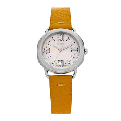 Fendi Stainless Steel Calfskin Mother of Pearl 36mm Selleria Quartz Watch Yellow 1 of 5