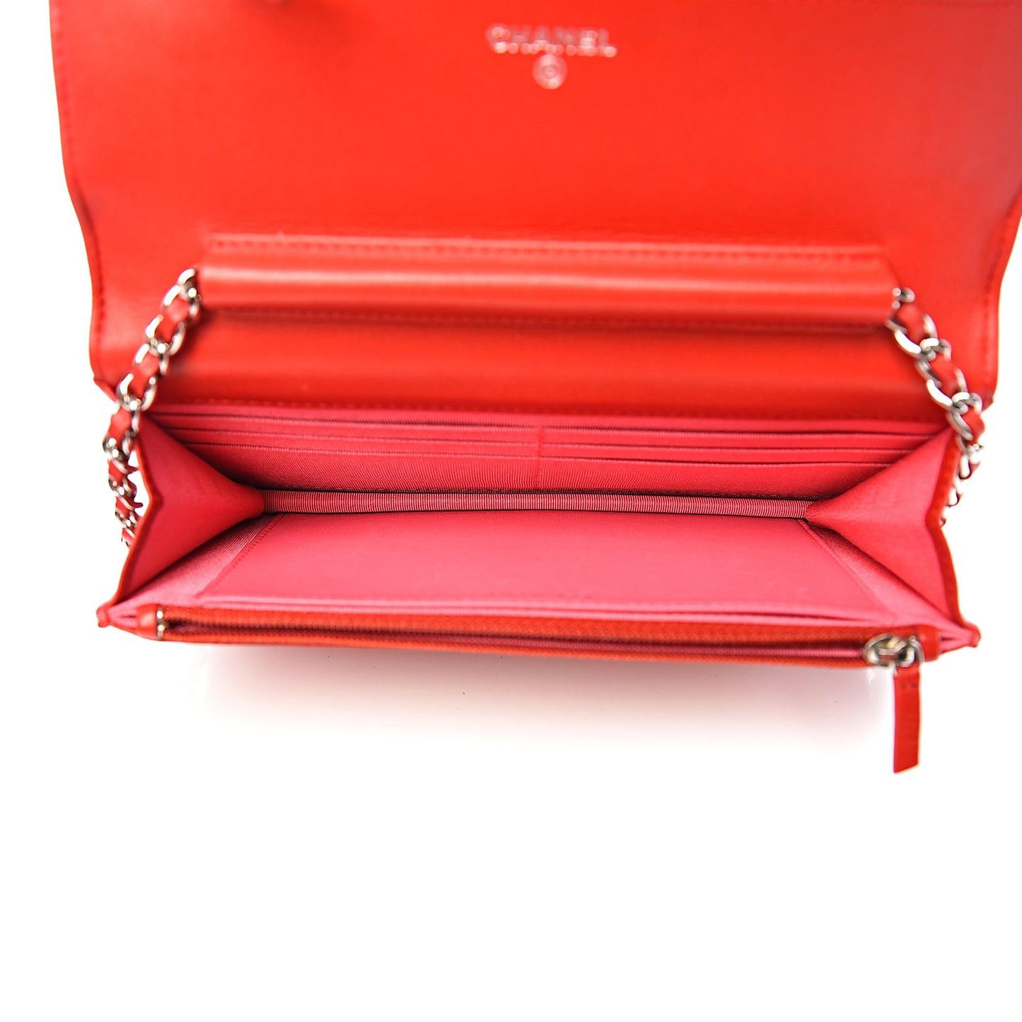 Lambskin Quilted Wallet On Chain WOC Red Pink