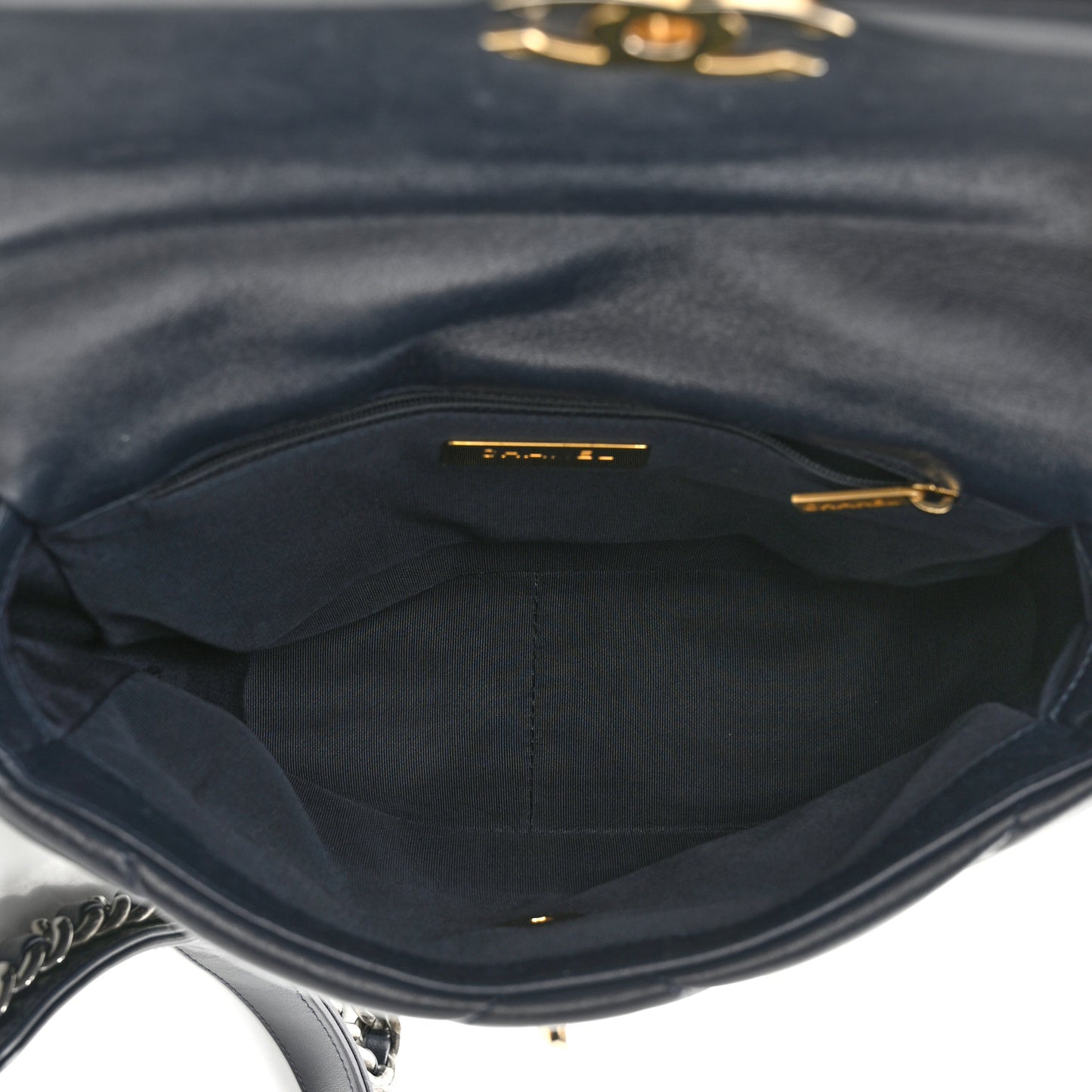 Lambskin Quilted Medium Chanel 19 Flap Navy Blue