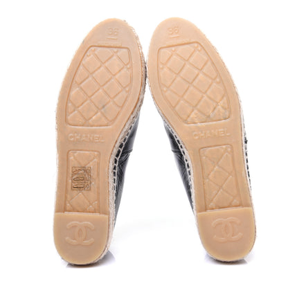 Chanel Patent Calfskin Crystal CC Espadrilles 36 Black 6 of 13