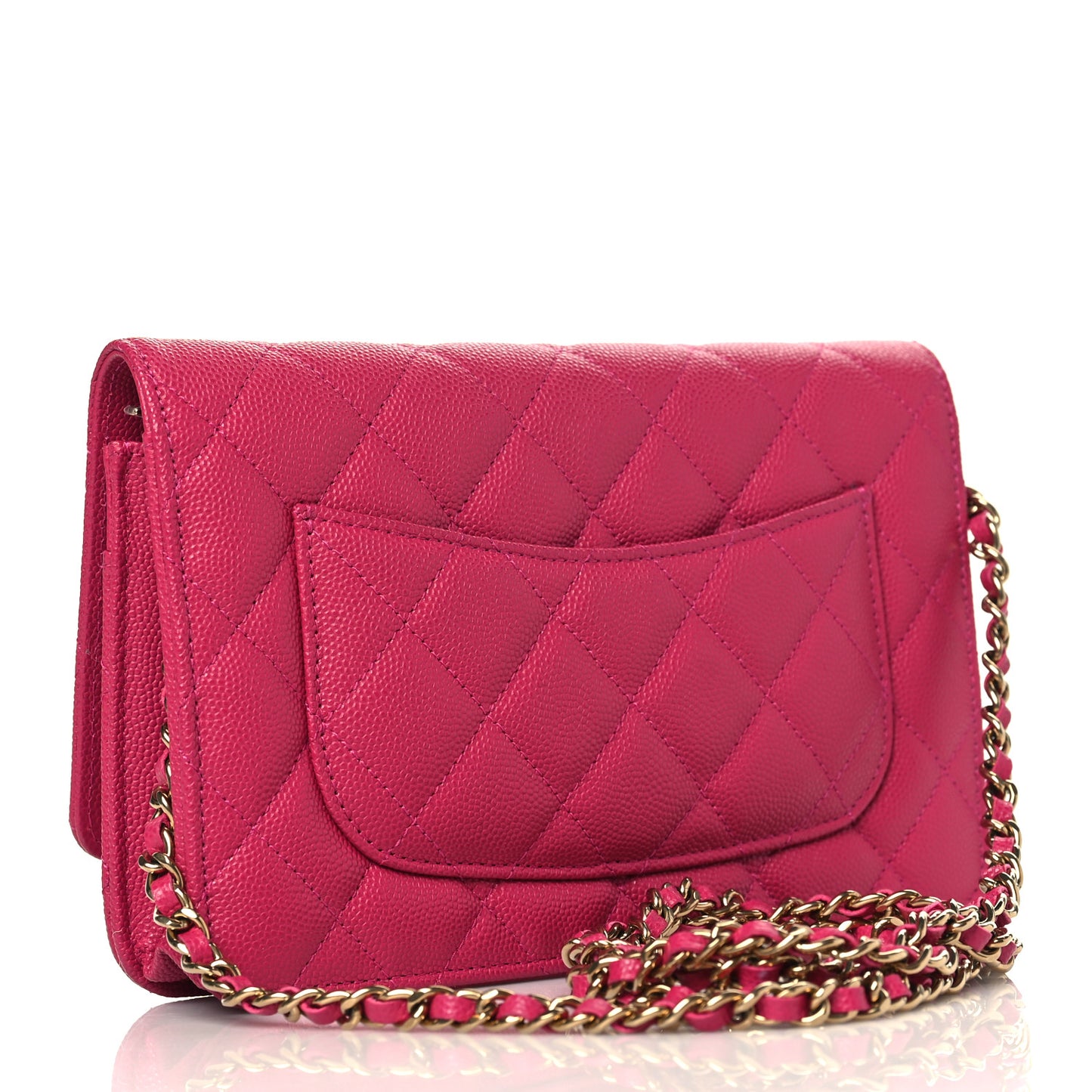 Caviar Quilted Wallet On Chain WOC Fuchsia
