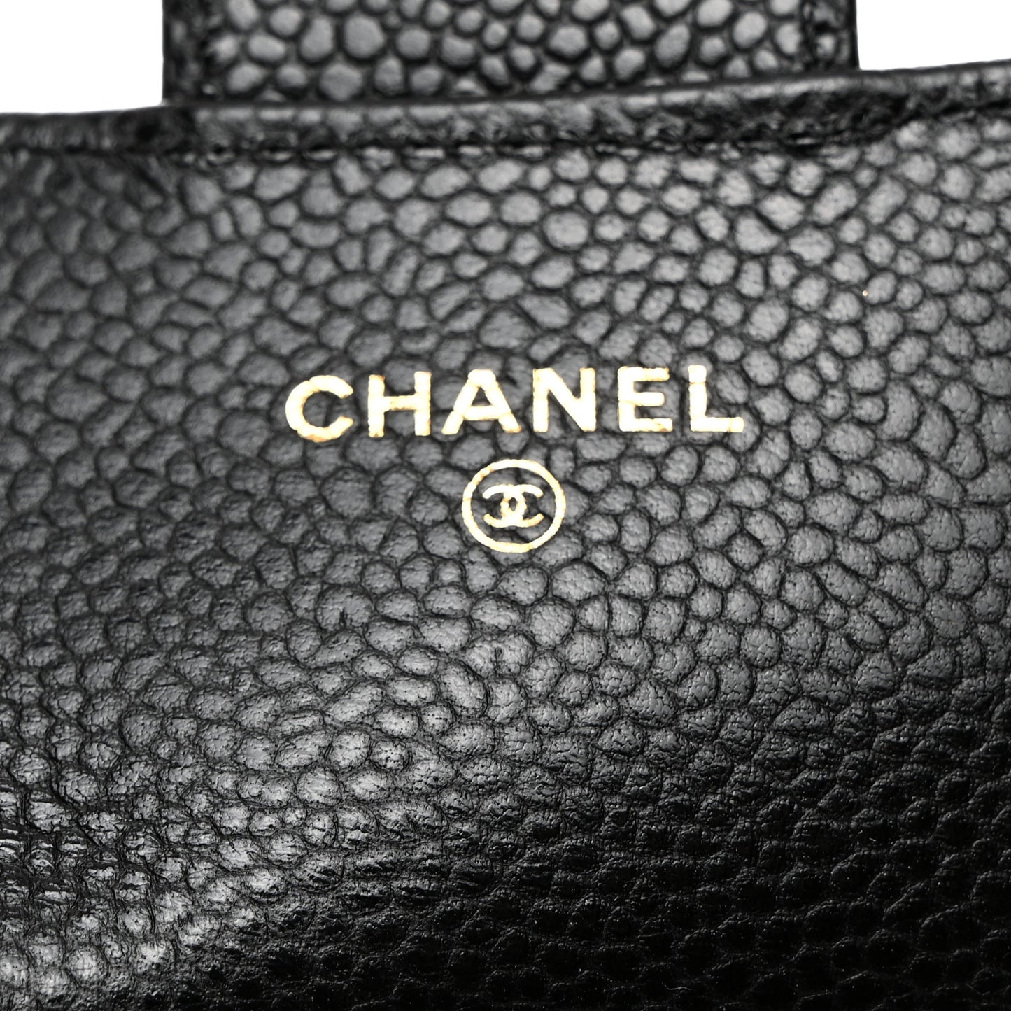 Caviar Quilted Flap Card Holder Wallet Black