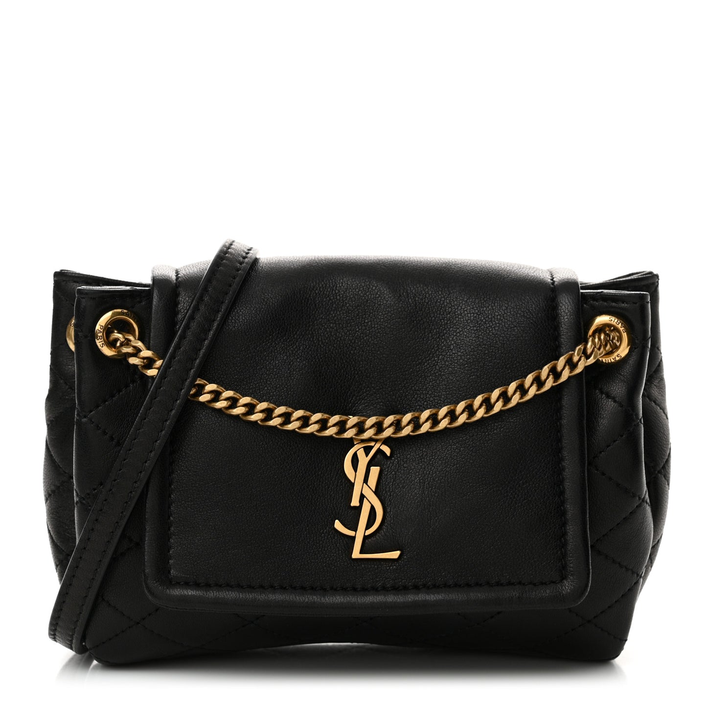 Lambskin Quilted Monogram Mini Nolita Black