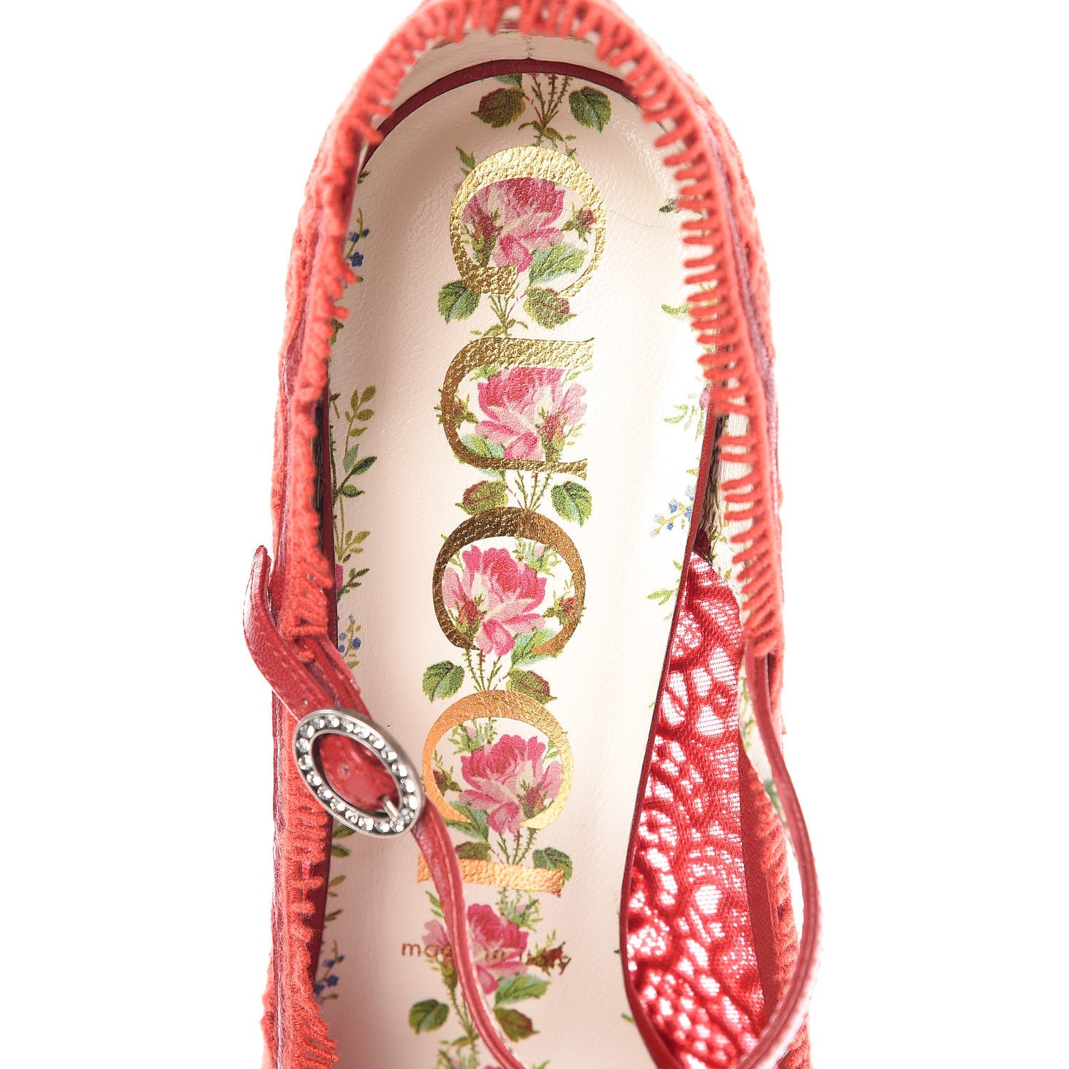 Gucci Lace Pizzo Venice Pumps 38.5 Hibiscus Red 7 of 8