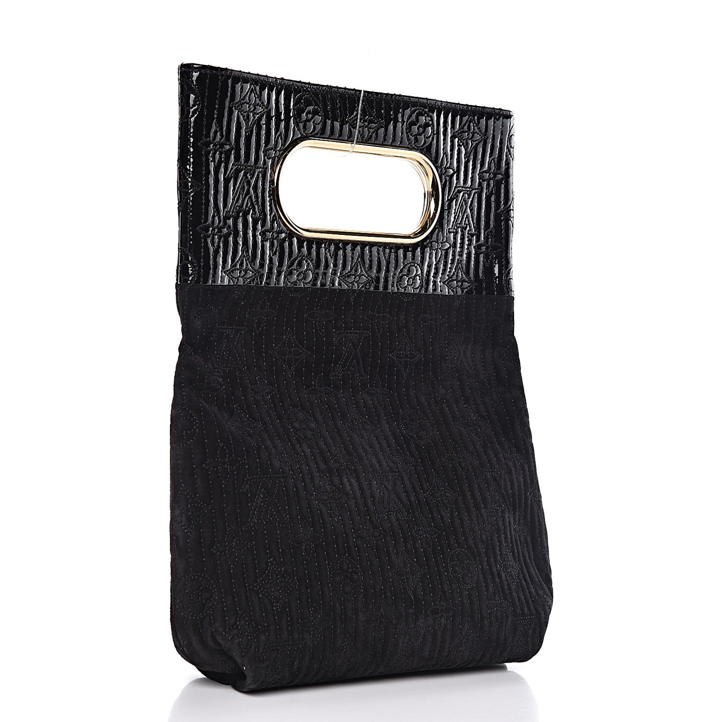 Suede Monogram Motard Afterdark Clutch Black