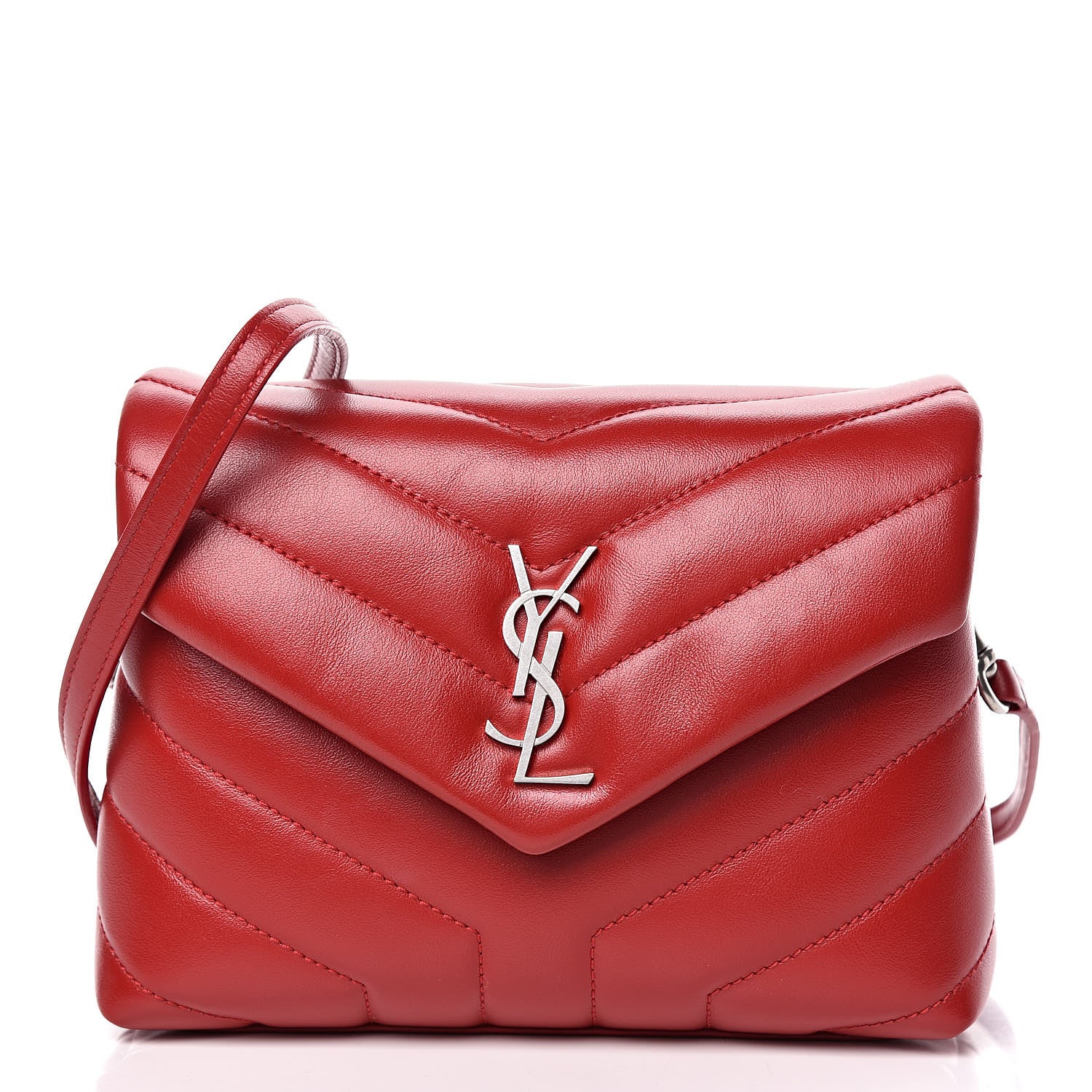 Saint Laurent Calfskin Y Quilted Monogram Toy Loulou Crossbody Bag Red 1 of 11