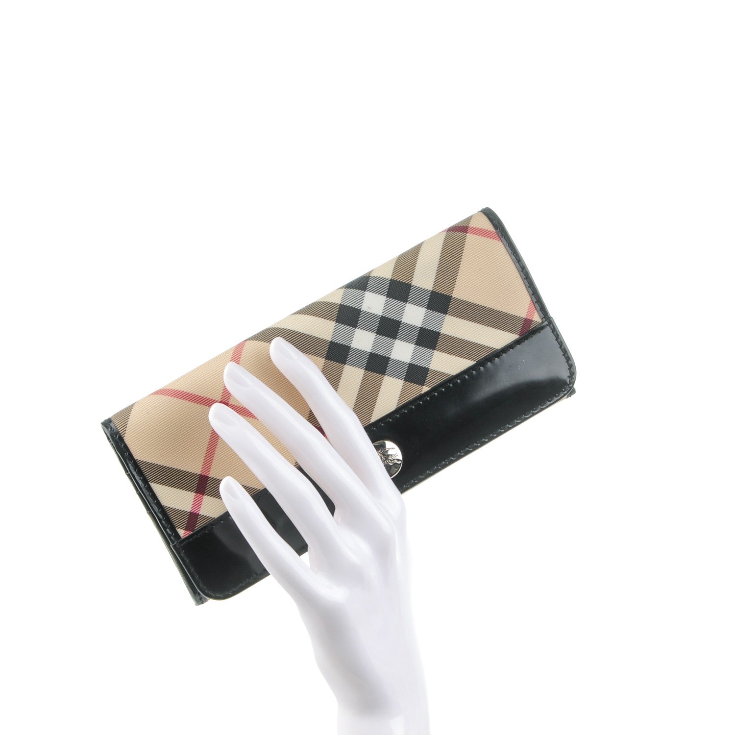 Burberry Patent Supernova Check Wallet Black 2 of 9