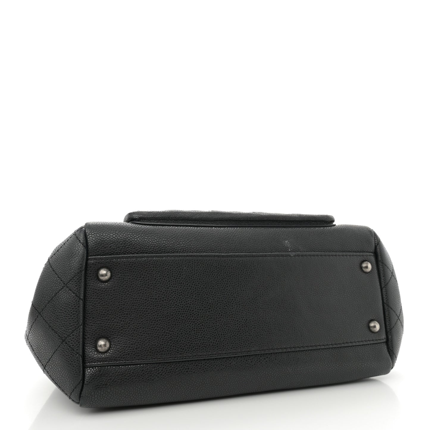 Caviar Quilted CC Accordion Shopping Bag Black