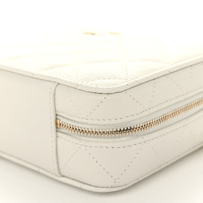 Chanel Caviar Quilted Top Handle Vanity Case White 11 of 12