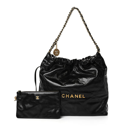 Chanel Shiny Calfskin Quilted Chanel 22 Black 1 of 12