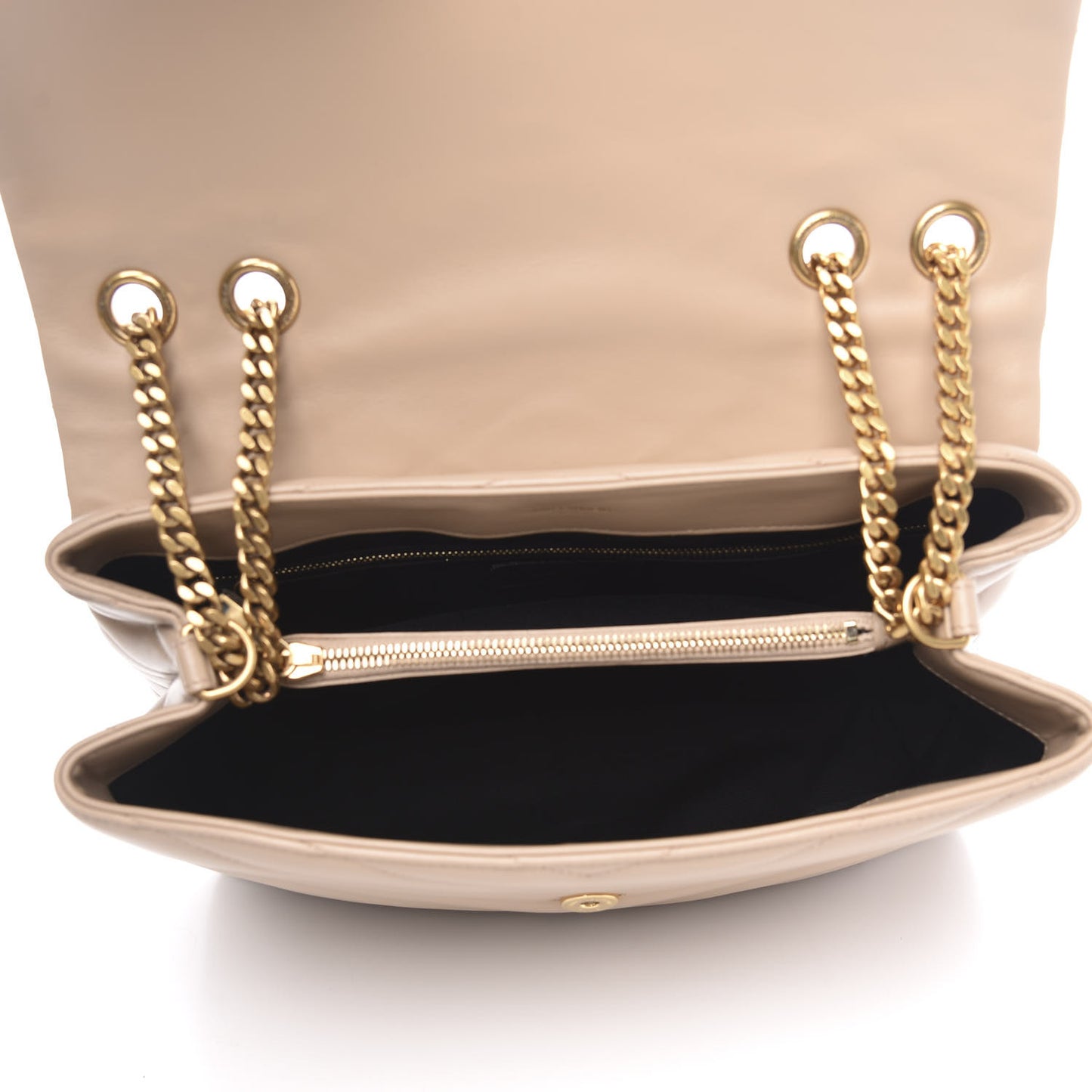 Calfskin Y Quilted Monogram Medium Loulou Chain Satchel Nude Powder