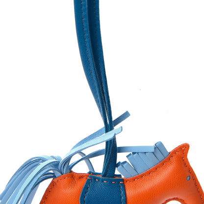 Hermes Milo Lambskin Grigri Rodeo Horse Bag Charm PM Feu Celeste Bleu Izmir 4 of 5