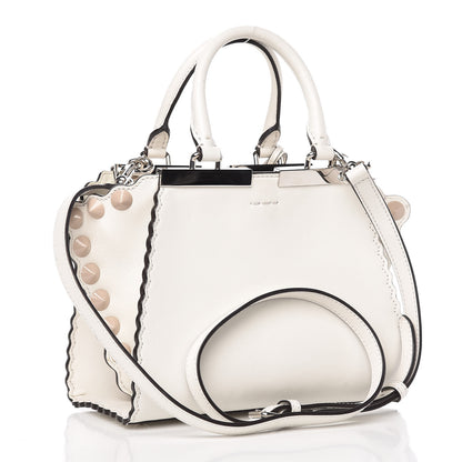 Fendi Vitello Dolce Scalloped Studded Mini 3Jours Tote White Ice Nuvola 4 of 13