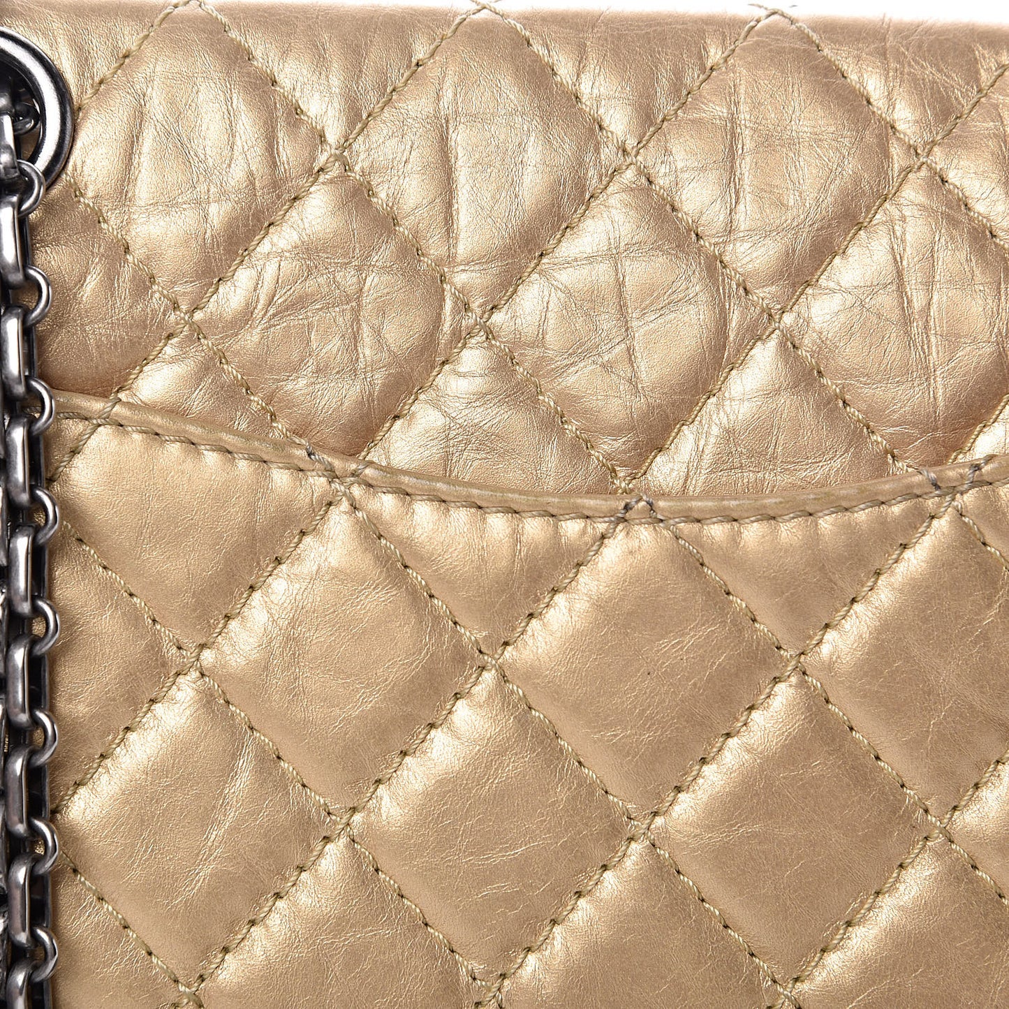 Metallic Calfskin Quilted 2.55 Reissue 224 Flap Gold