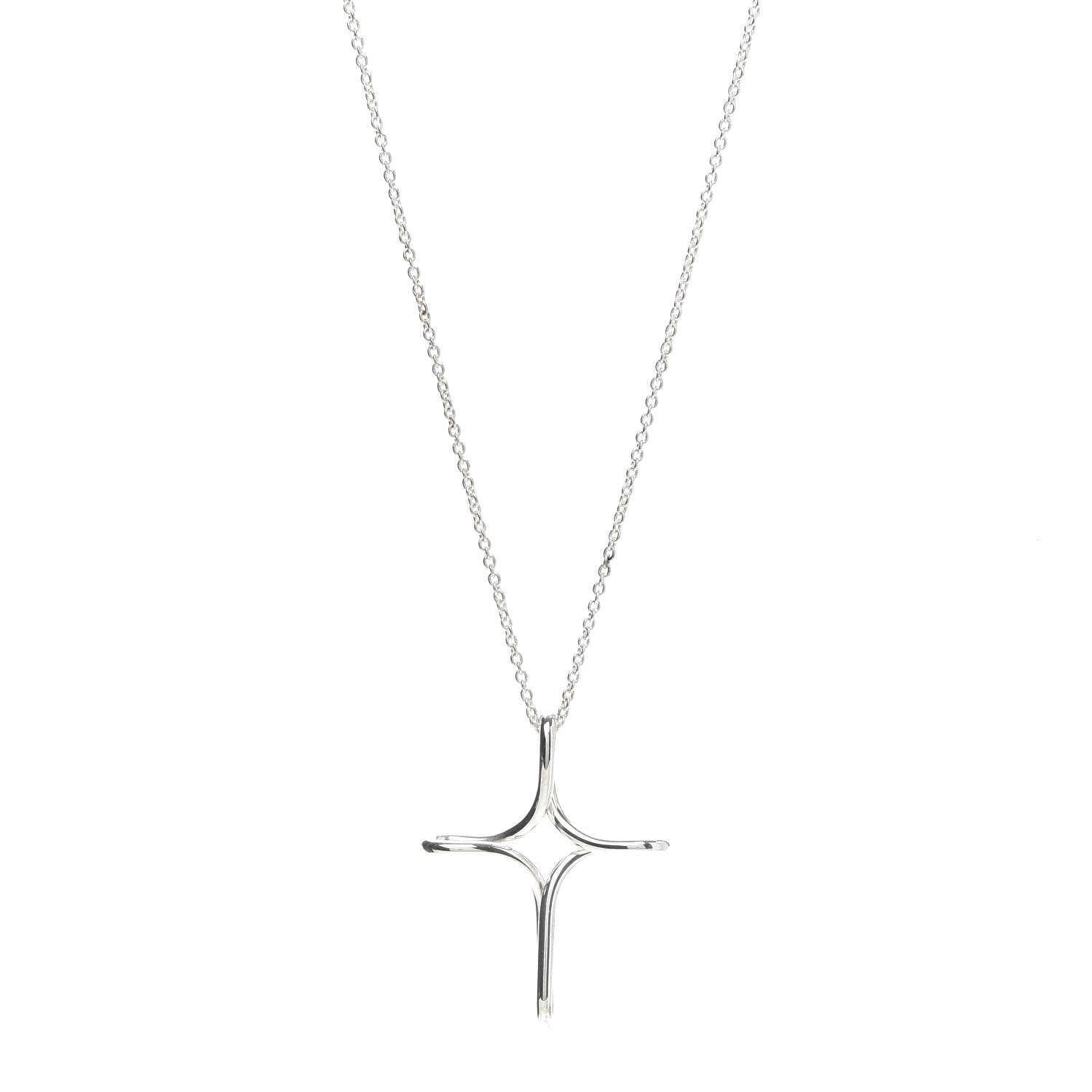 Tiffany Sterling Silver Elsa Peretti Infinity Cross Pendant Necklace 1 of 5