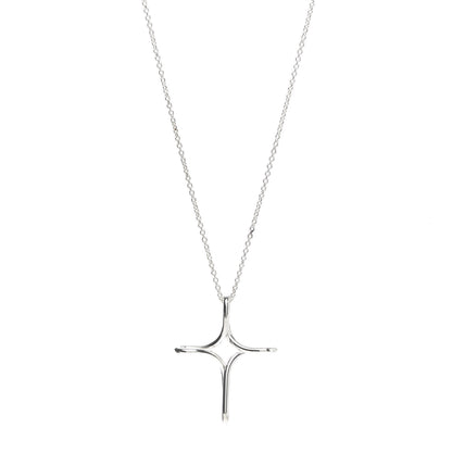 Tiffany Sterling Silver Elsa Peretti Infinity Cross Pendant Necklace 1 of 5