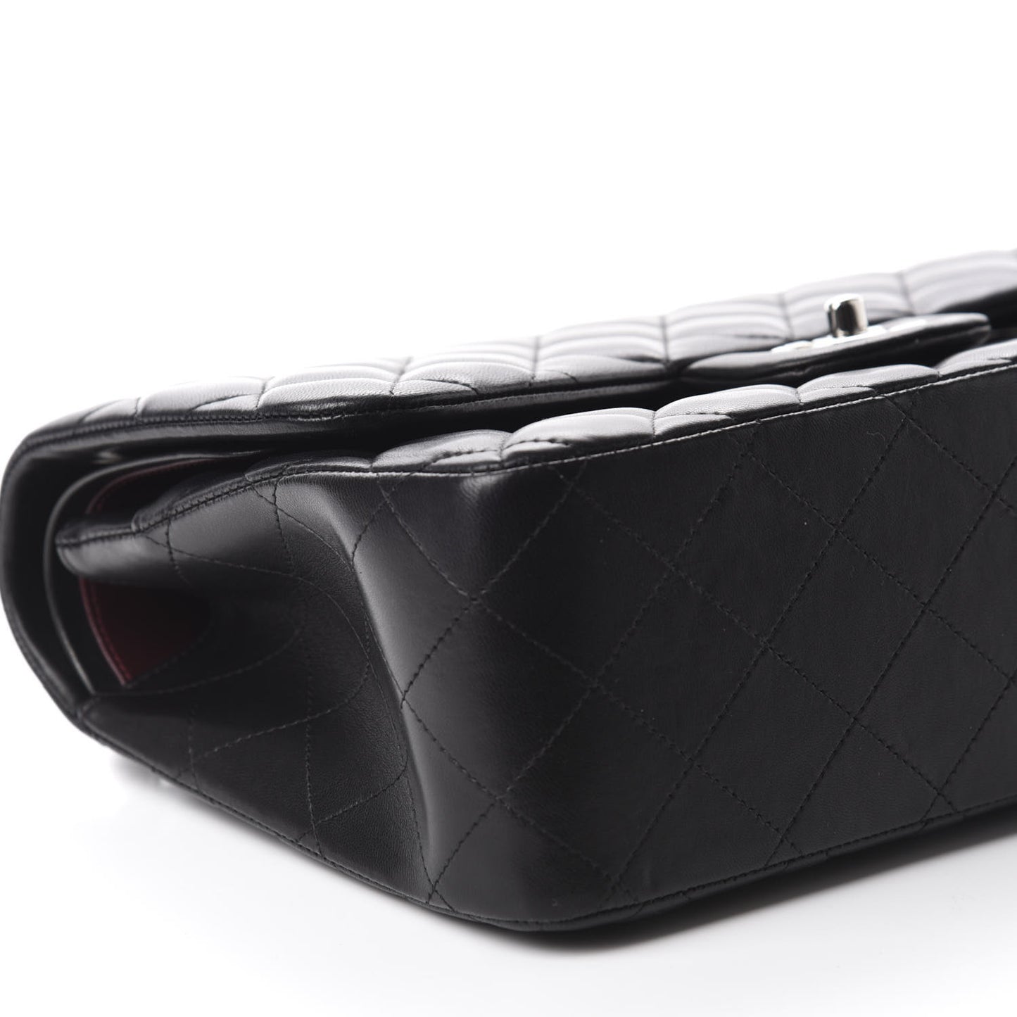 Lambskin Quilted Jumbo Double Flap Black