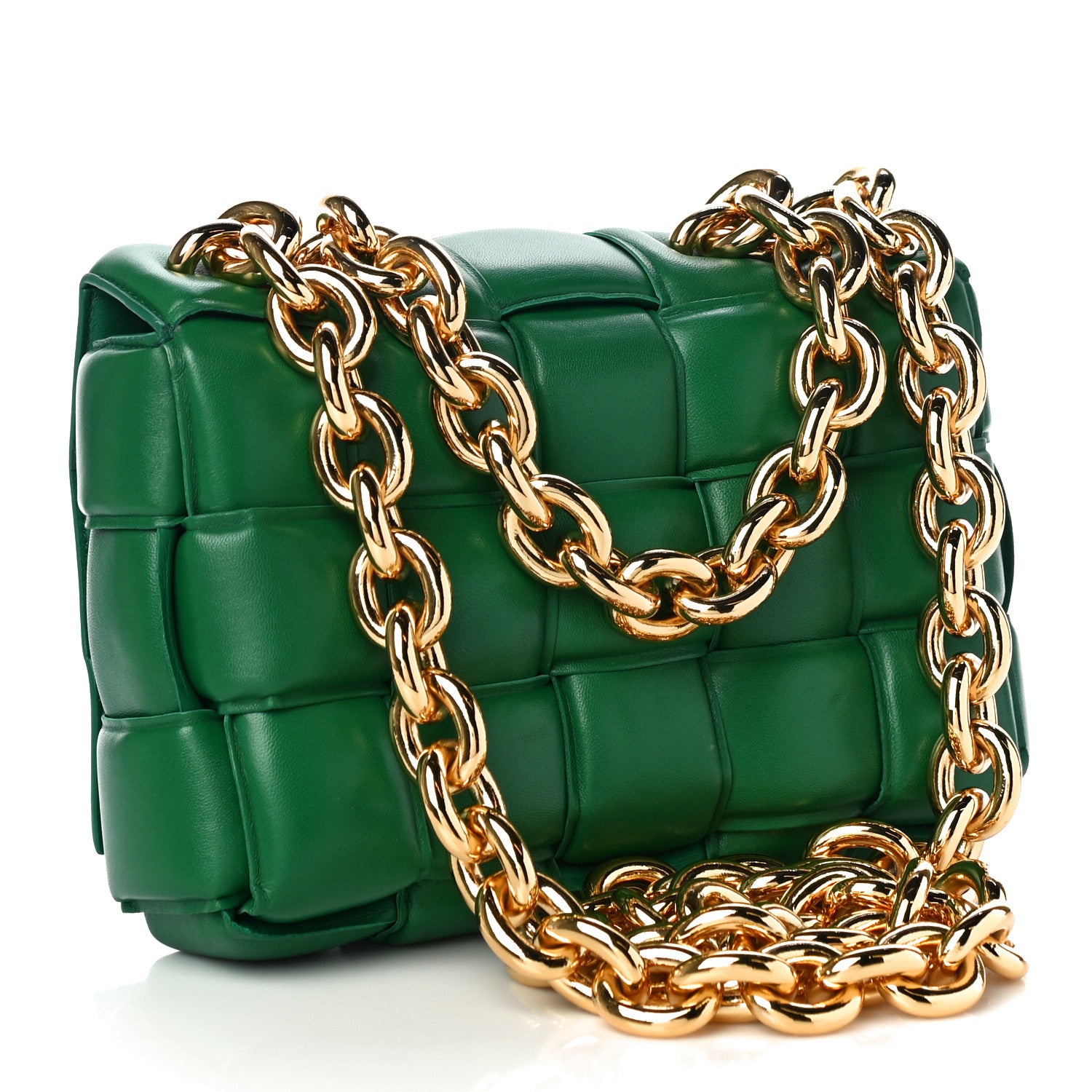 Bottega Veneta Lambskin Maxi Intreccio Padded Chain Cassette Crossbody Bag Racing Green 3 of 10