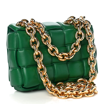 Bottega Veneta Lambskin Maxi Intreccio Padded Chain Cassette Crossbody Bag Racing Green 3 of 10