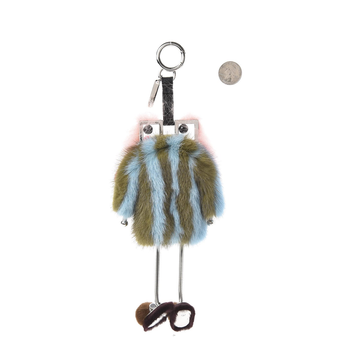 Calfskin Mink Fox Fur Witches Charm Blue Green