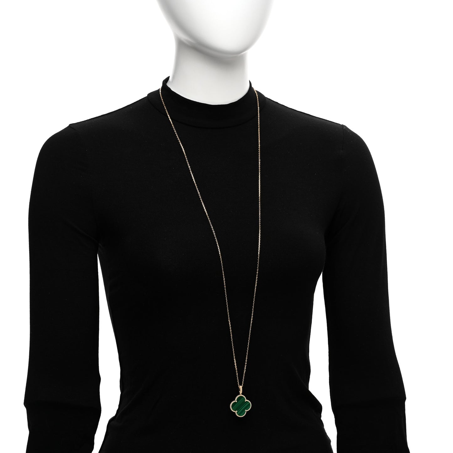 18K Yellow Gold Malachite Magic Alhambra Pendant Necklace
