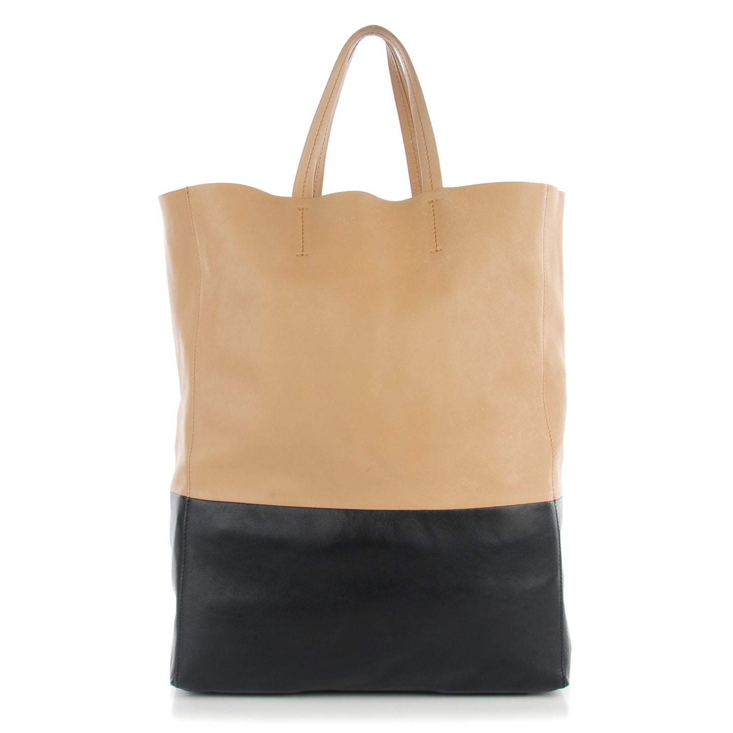 Lambskin Vertical Bi-Cabas Apricot Black