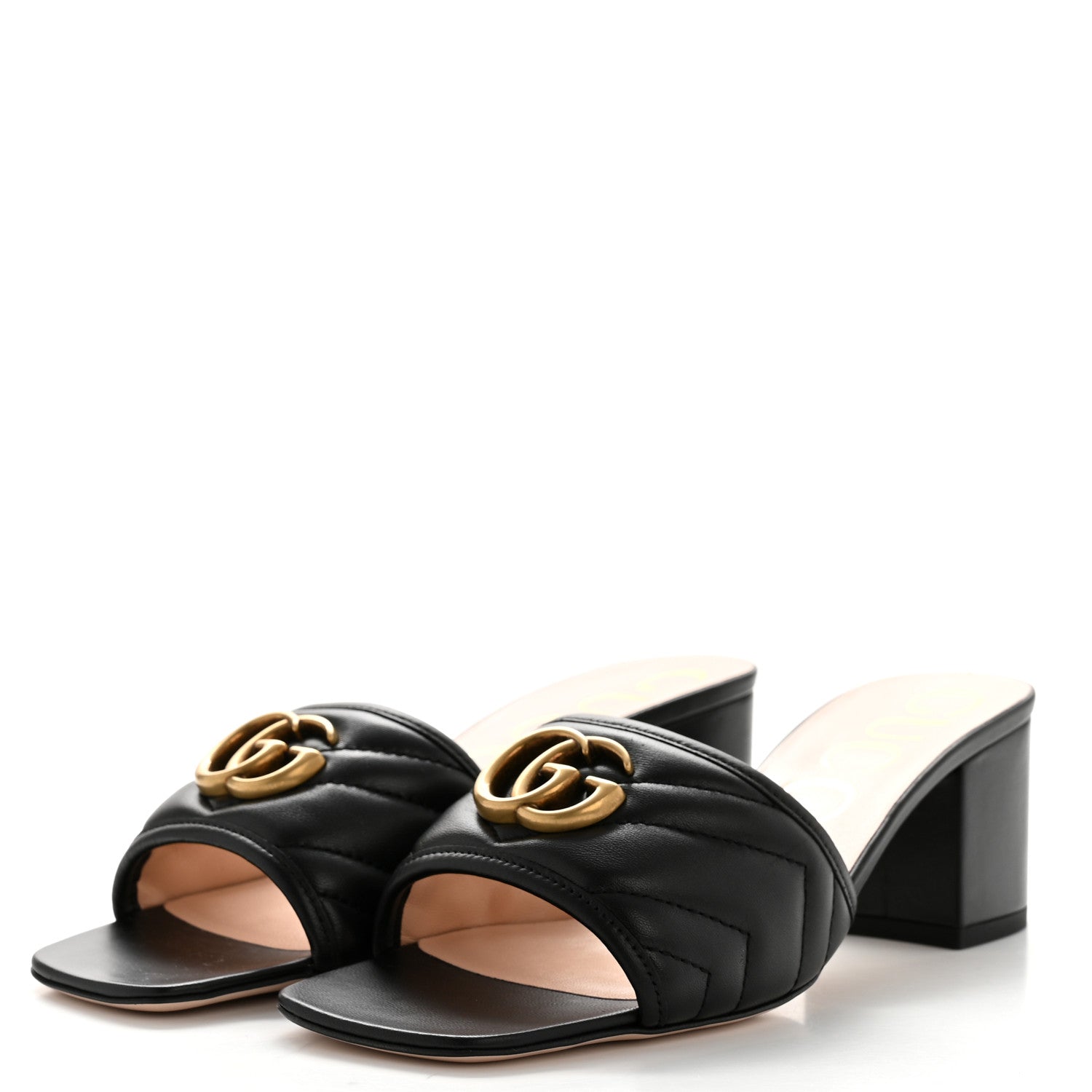 Gucci Nappa Matelasse GG Marmont 55mm Slide Sandals 39 Black 4 of 10