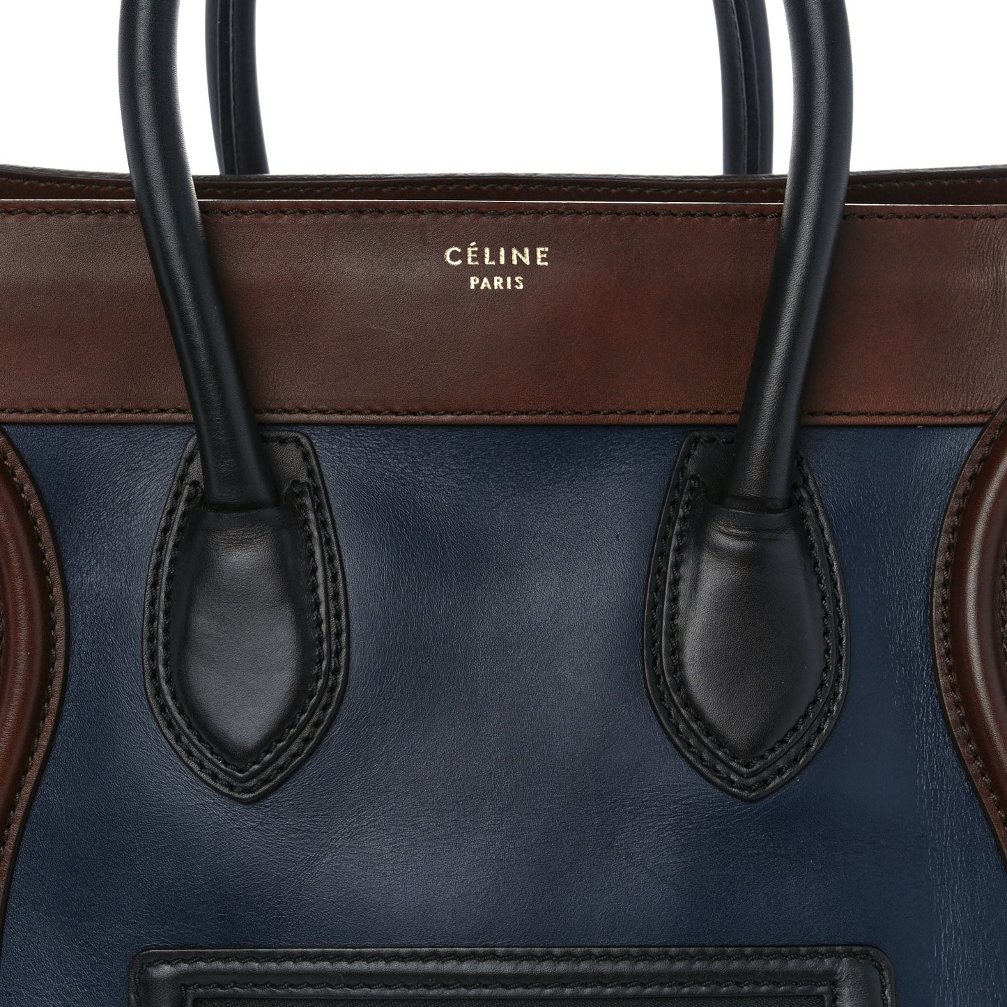 Smooth Calfskin Mini Bi-Color Luggage Navy
