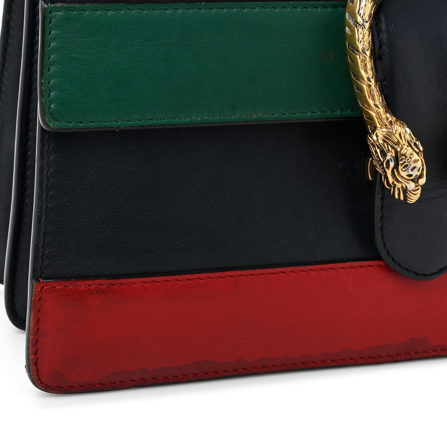 Moon Calfskin Bamboo Web Medium Dionysus Top Handle Bag Blue Emerald Hibiscus Red
