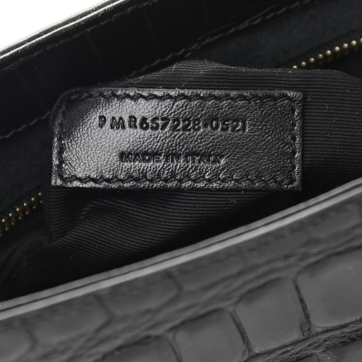 Saint Laurent Calfskin Crocodile Embossed Le 5 A 7 Hobo Black 7 of 10