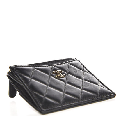 Chanel Lambskin Quilted Zip Card Holder Black 4 of 7