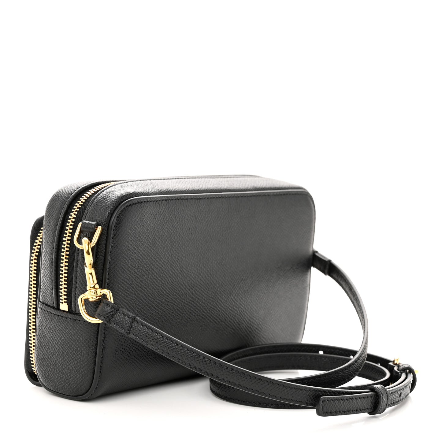 Grained Calfskin Caro Double Pouch Black