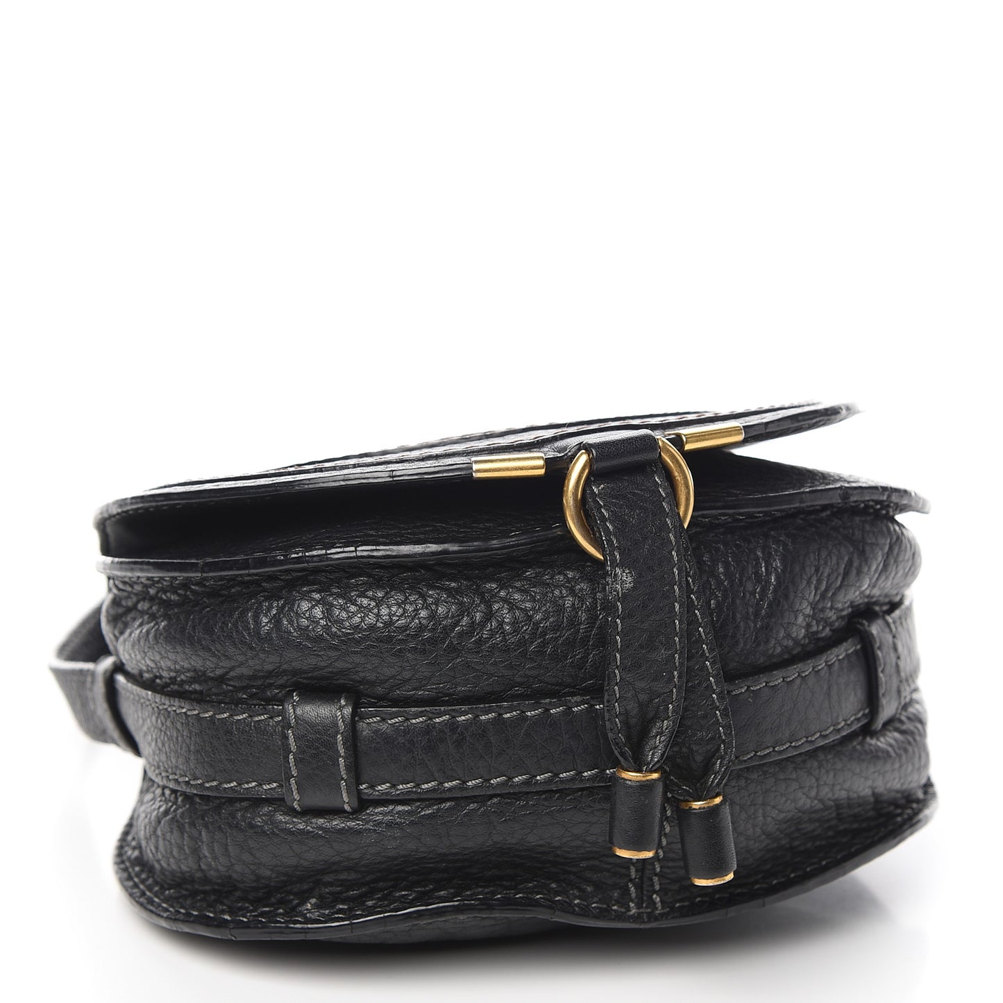 Calfskin Mini Marcie Round Crossbody Bag Black