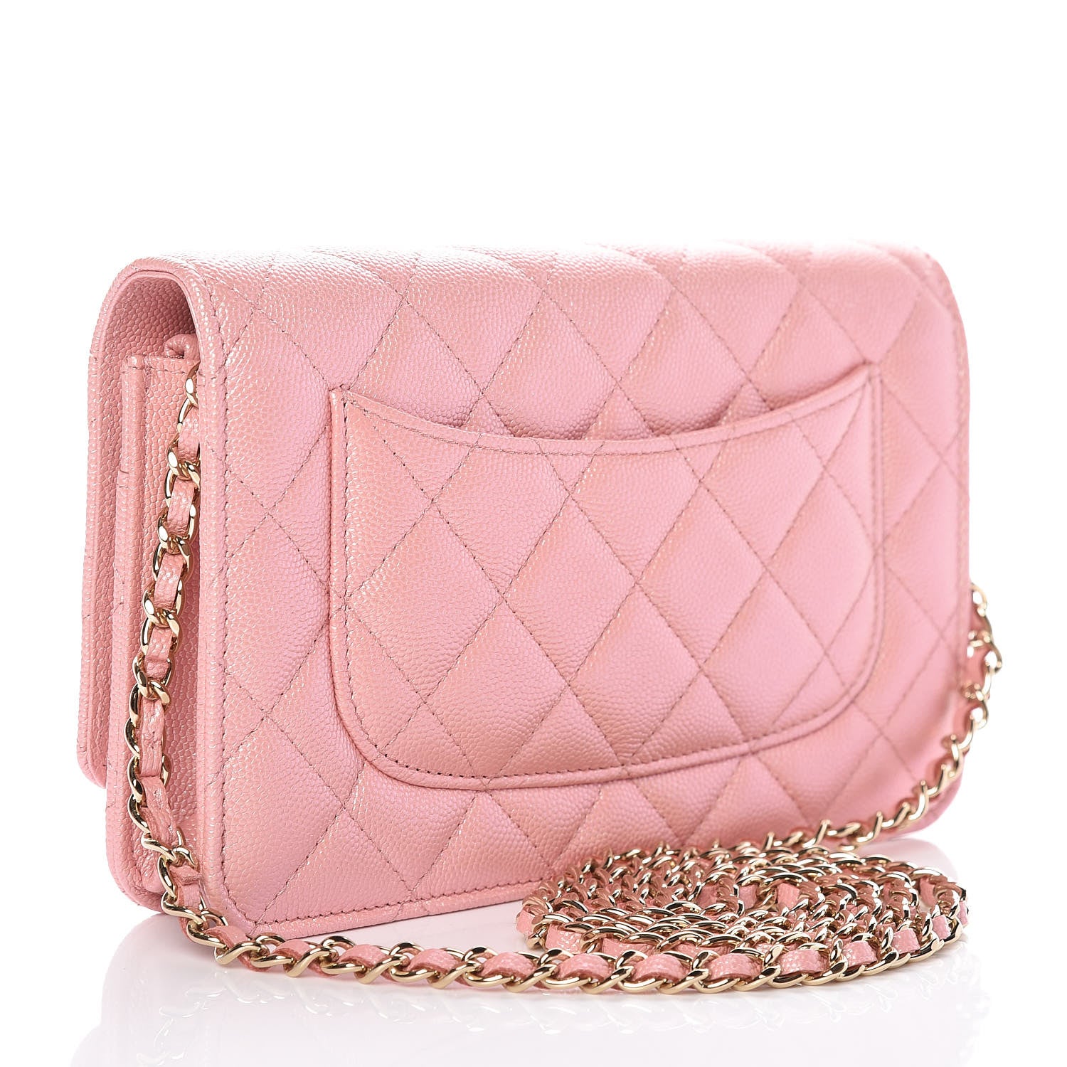 Chanel Iridescent Caviar Quilted Wallet on Chain WOC Rose Pink 3 of 11