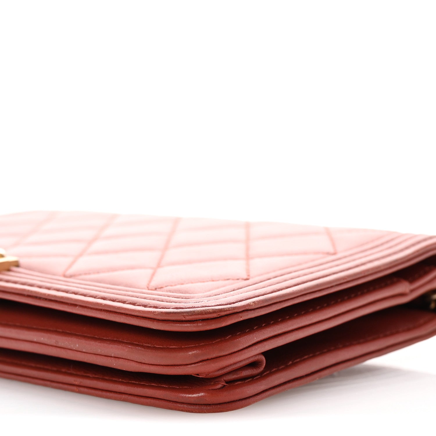 Chanel Calfskin Quilted Boy Wallet On Chain WOC Red 11 of 11