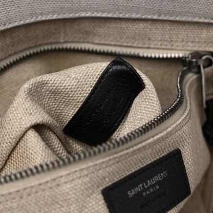 Saint Laurent Linen Calfskin Rive Gauche Tote Optic White 7 of 9