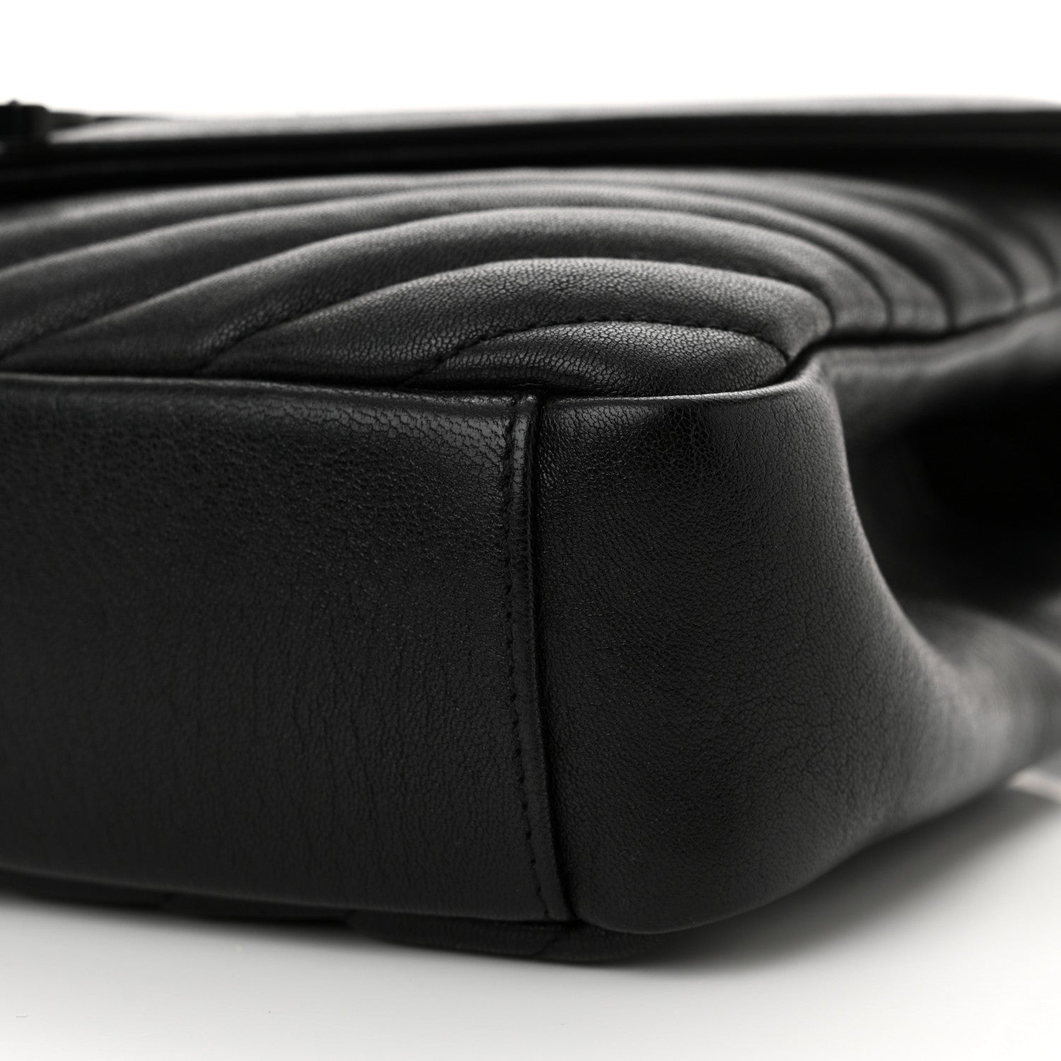 Saint Laurent Sheepskin Matelasse Chevron Monogram Monochrome Medium College Bag Black 10 of 13