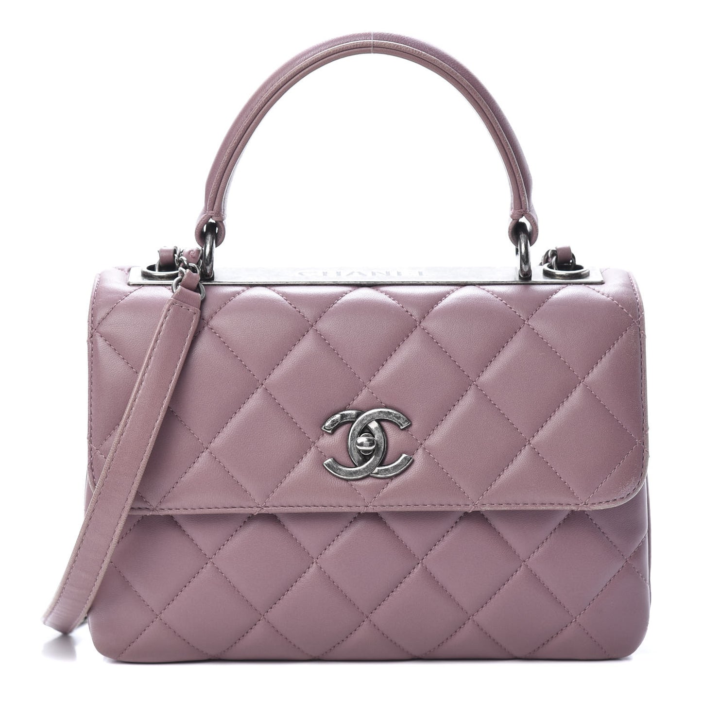Lambskin Quilted Small Trendy CC Flap Dual Handle Bag Light Purple