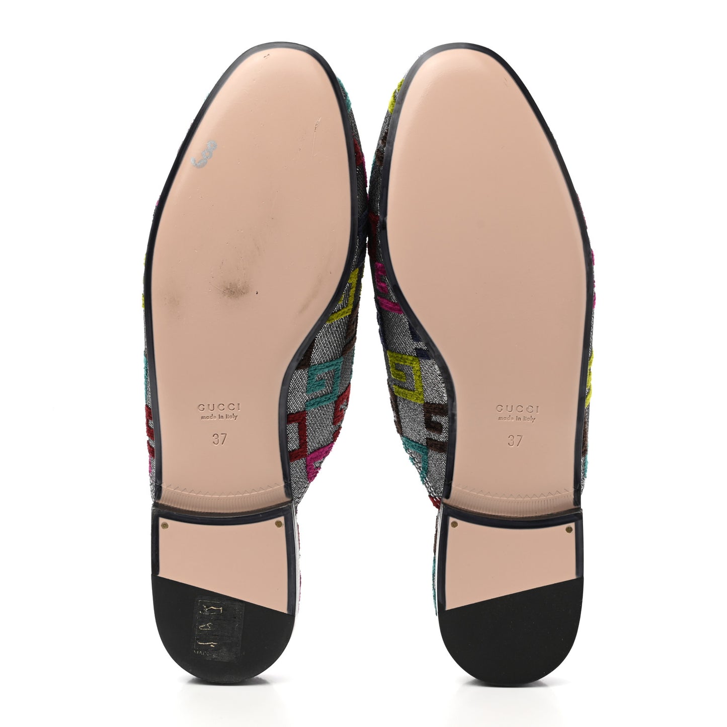 Velvet Lurex Square G Womens Princetown Slippers 37 Silver Multicolor