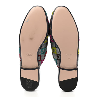 Gucci Velvet Lurex Square G Womens Princetown Slippers 37 Silver Multicolor 5 of 10