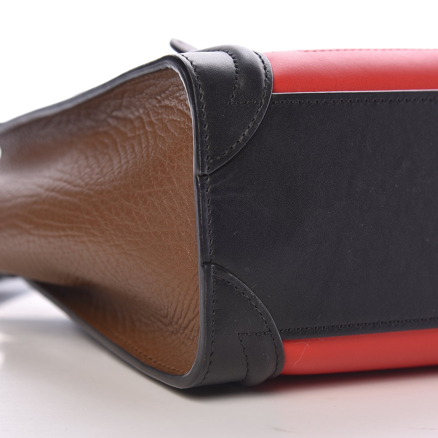 Calfskin Bullhide Nano Tri-Color Luggage Bright Red