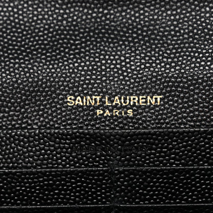 Saint Laurent Grain De Poudre Matelasse Chevron Monogram Flap Wallet Black 6 of 9
