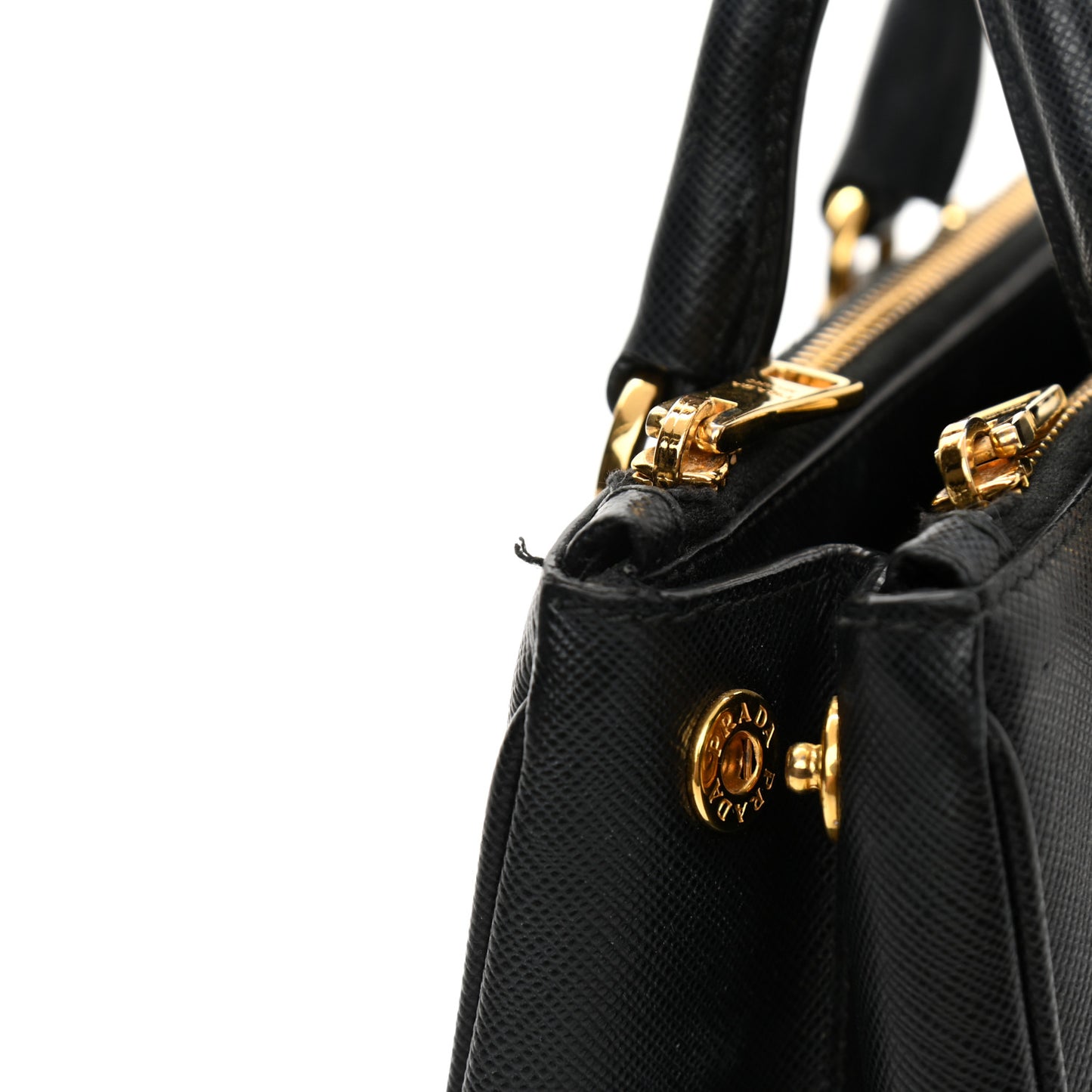 Saffiano Mini Galleria Double Zip Tote Black