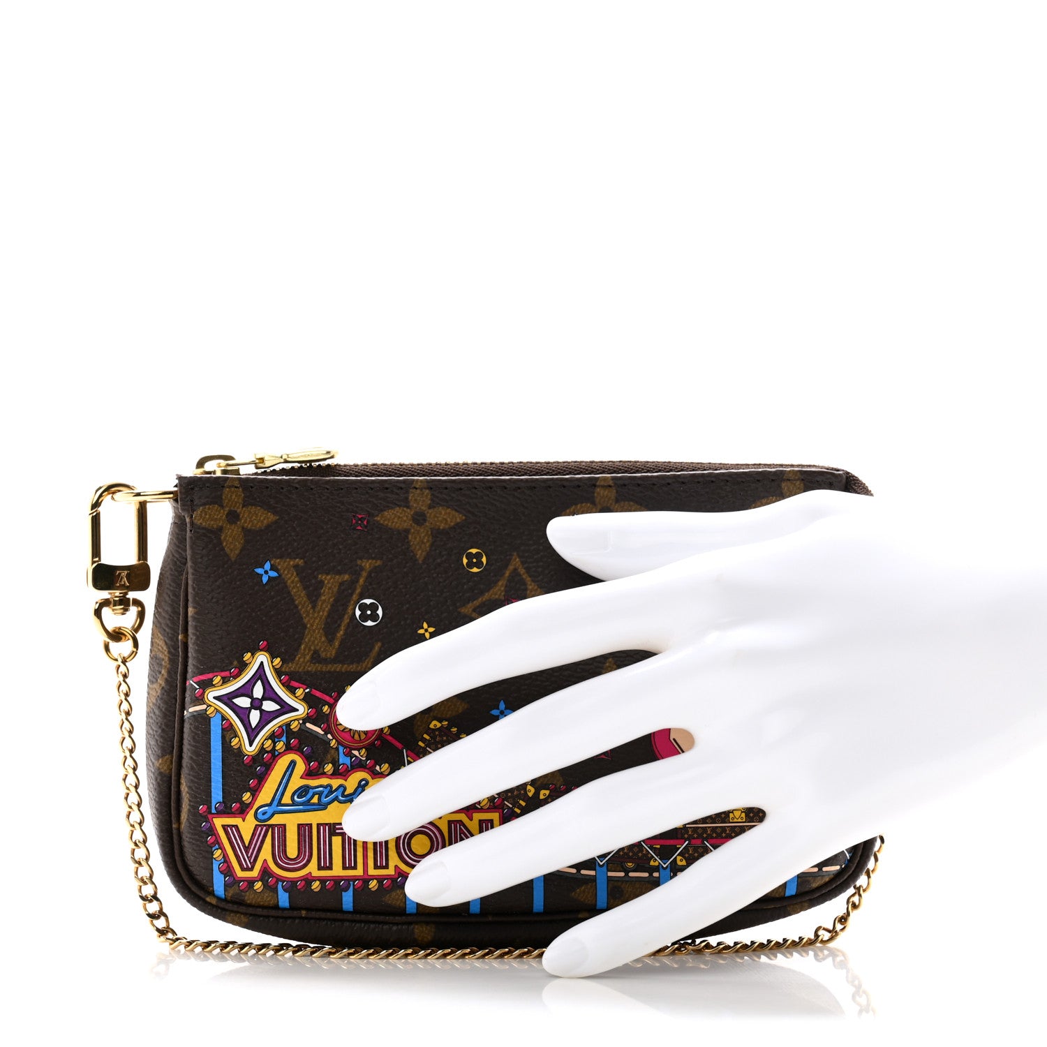 Louis Vuitton Monogram 2020 Christmas Animation Roller Coaster Mini Pochette Accessories Pivoine 2 of 8