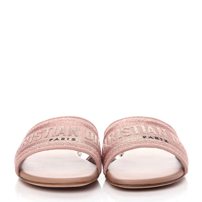 Christian Dior Cotton Embroidered Dway Mules Slide Sandals 35 Rose Des Vents 2 of 11