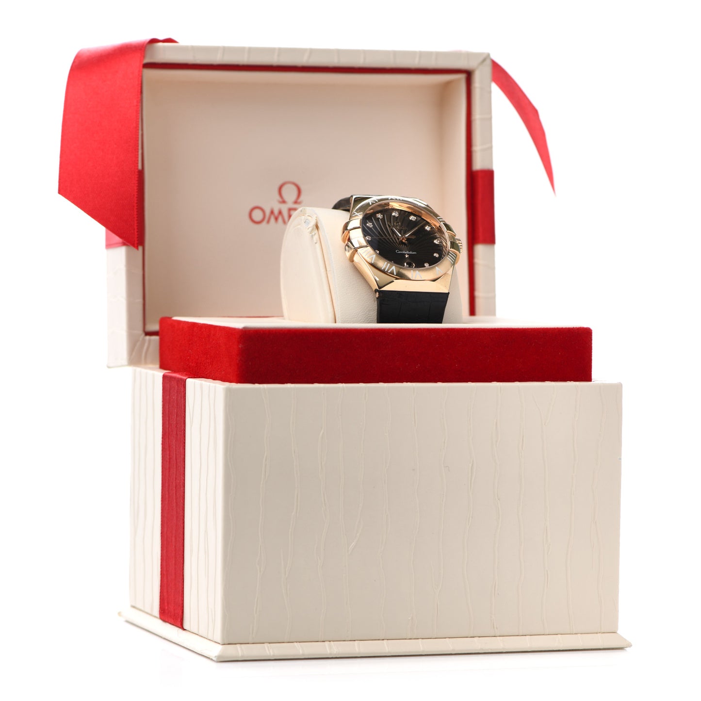 18K Red Gold Alligator Diamond 35mm Constellation Quartz Watch Brown 123.53.35.60.63.001