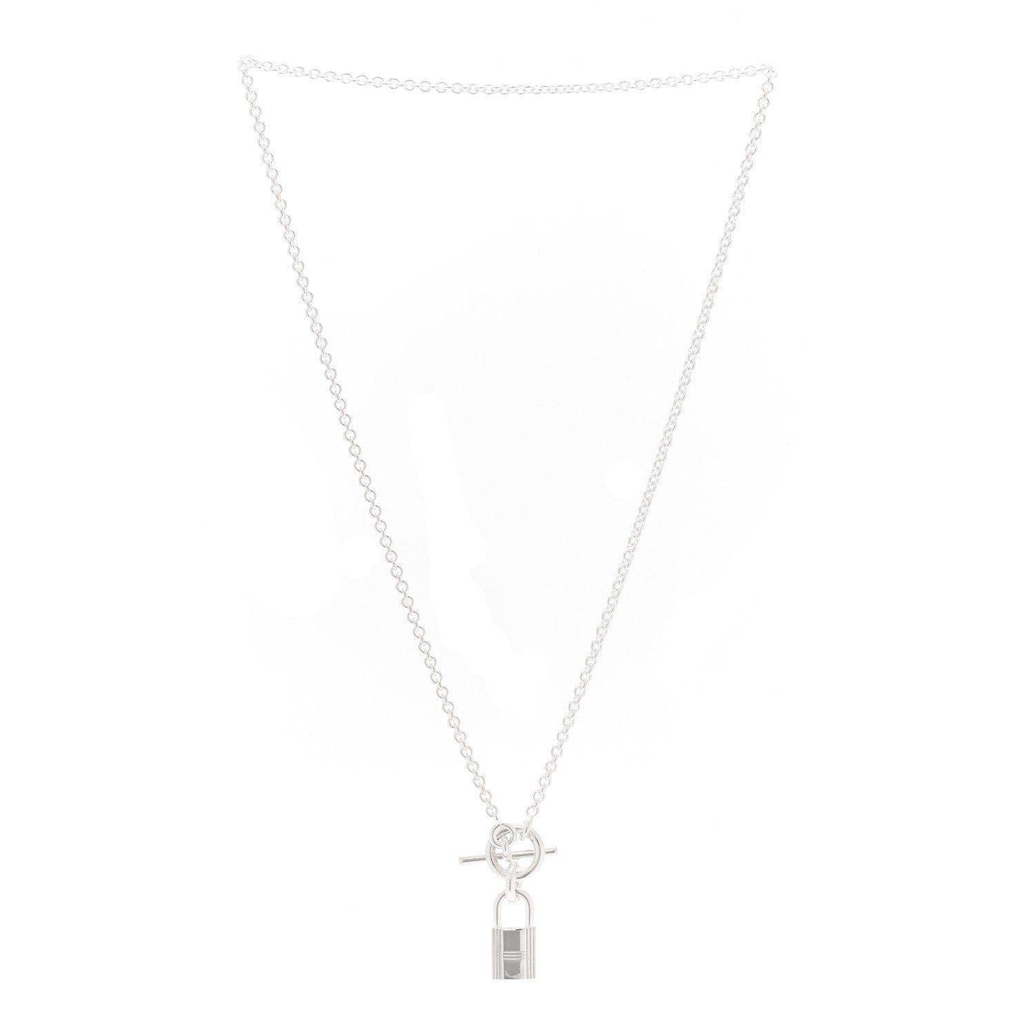 Hermes Sterling Silver Cadenas Kelly Lock Pendant Necklace 3 of 5