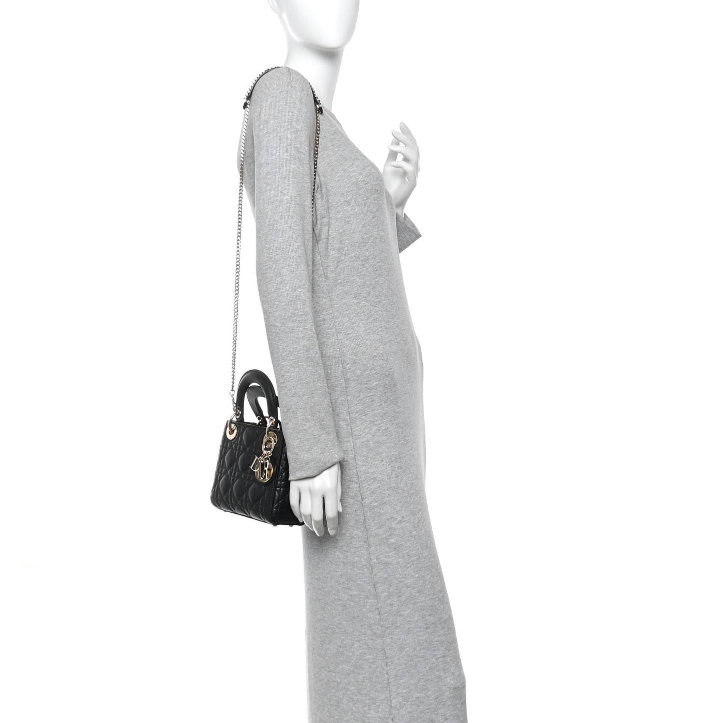 Lambskin Cannage Mini Lady Dior Black