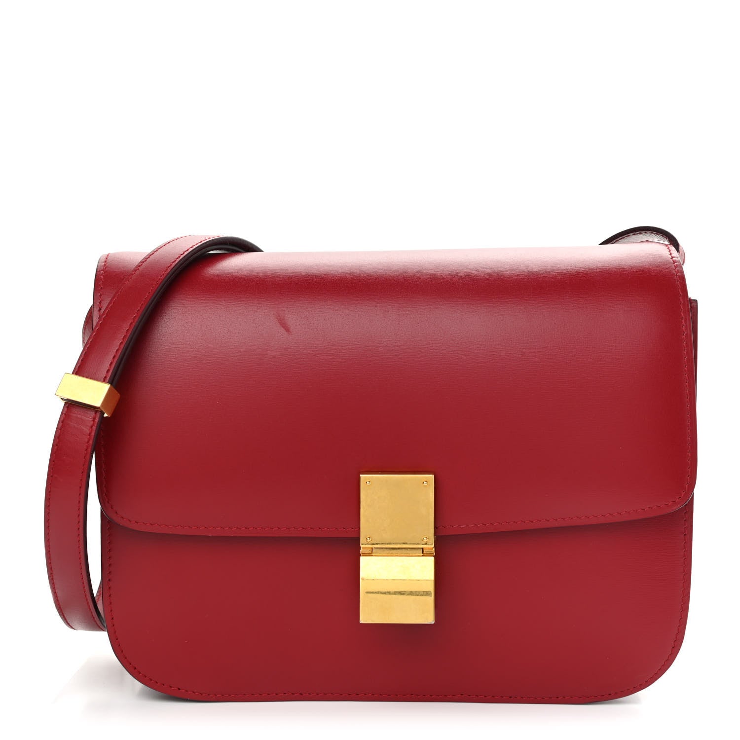 Celine Box Calfskin Medium Classic Box Flap Bag Red 1 of 14