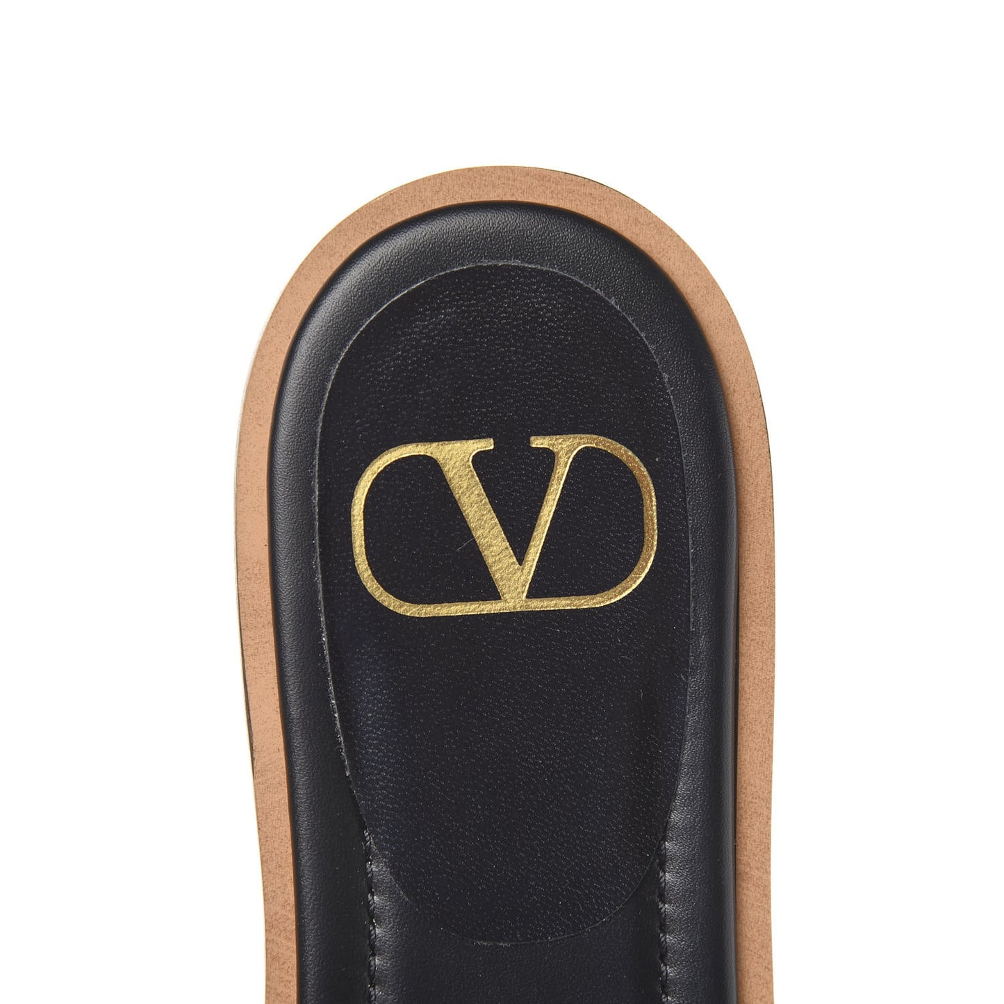 Calfskin Vlogo Flat Slide Sandals 36.5 Black